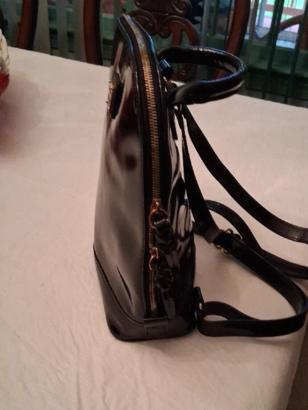 Dooney & Bourke Black Patent Leather Backpack